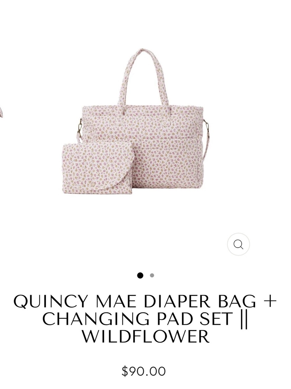 Quincy Mae Wildflower Floral Baby Bag in Light Pink